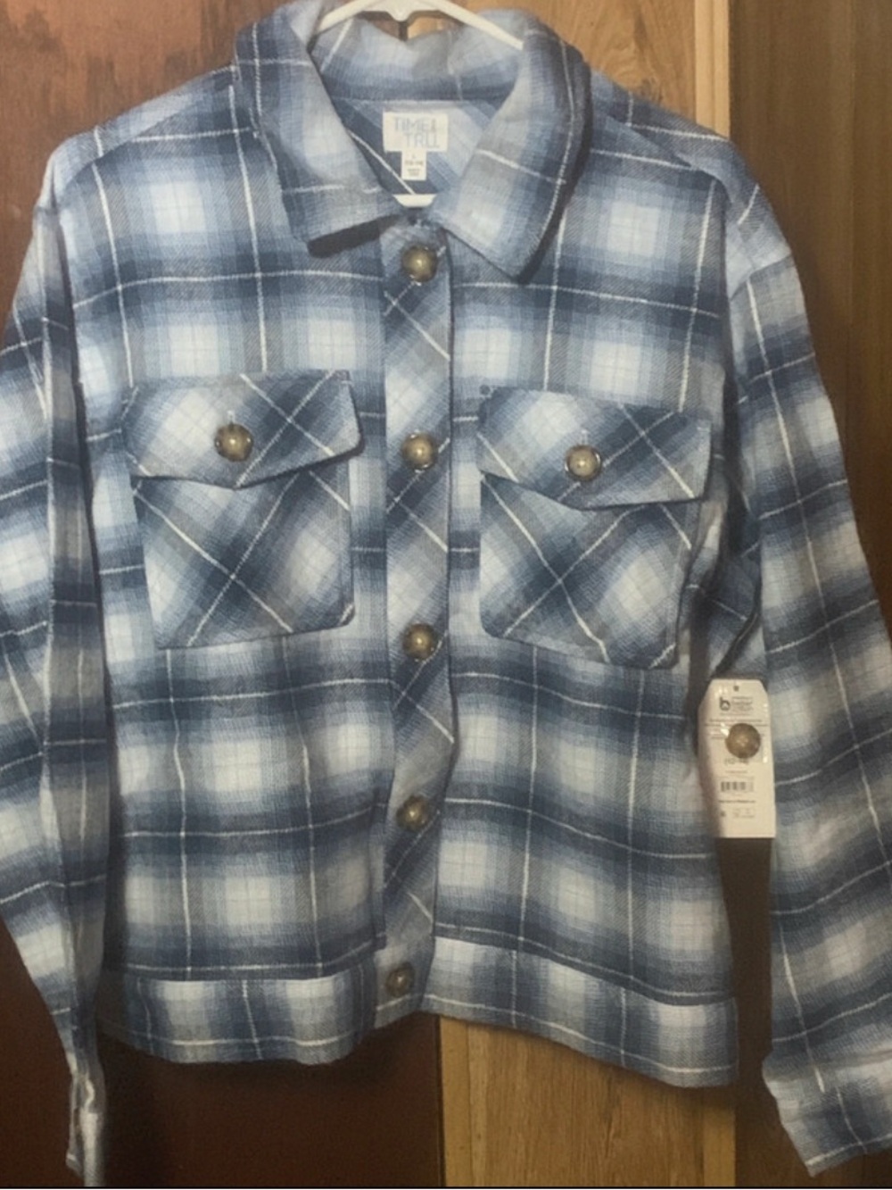 Ladies Time and Tru Plaid Shirt size Large